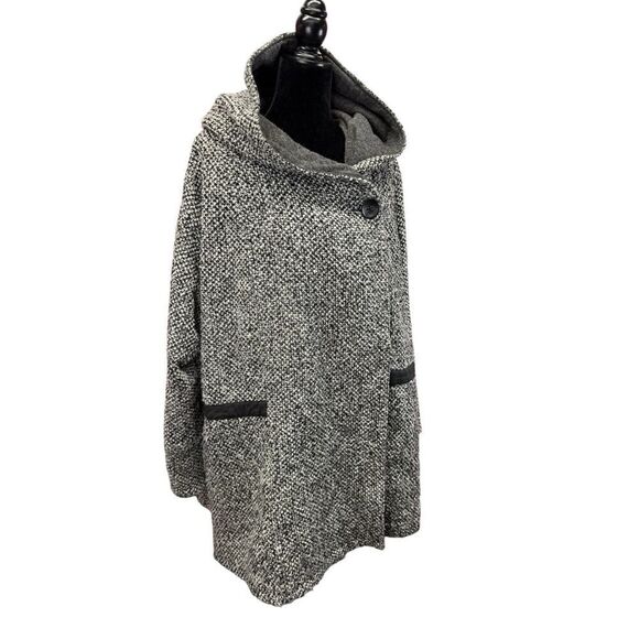 Free People Satellite Image Swing Coat Tweed Hooded Black White Women Medium - Picture 5 of 12